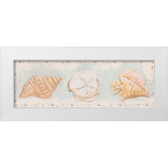 Hakimipour, Tiffany 18x9 White Modern Wood Framed Museum Art Print Titled - Sandy Shells II