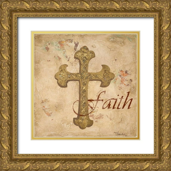 Hakimipour, Tiffany 20x20 Gold Ornate Wood Framed with Double Matting Museum Art Print Titled - Faith