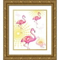 thumbnail image 1 of Hakimipour, Tiffany 20x23 Gold Ornate Wood Framed with Double Matting Museum Art Print Titled - Fashion Flamingos Burst I, 1 of 4