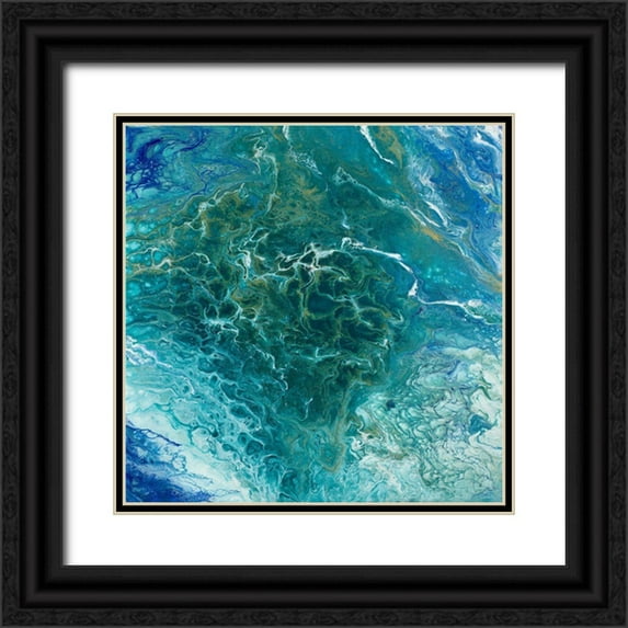 Hakimipour, Tiffany 26x26 Black Ornate Wood Framed with Double Matting Museum Art Print Titled - Earth Essence II
