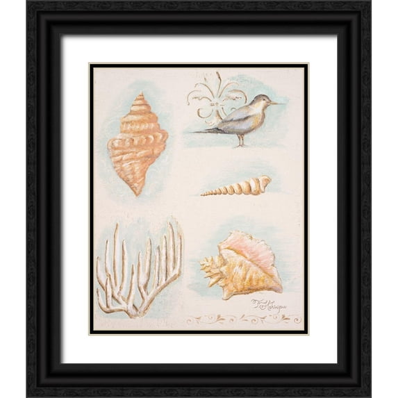 Hakimipour, Tiffany 26x32 Black Ornate Wood Framed with Double Matting Museum Art Print Titled - Sandy Shore II