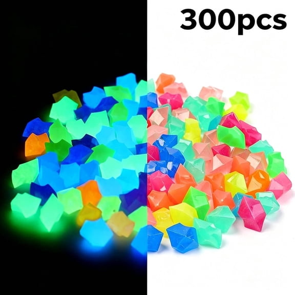 300 PCS Resin Glow in The Dark Rocks, 0.55 Inch Luminous Pebbles for Aquarium, Garden, Pathway, Vase - Safe Non-Toxic Glowing Stones for Fish Tank, Turtle Tank, Night Light Decor, Crafts