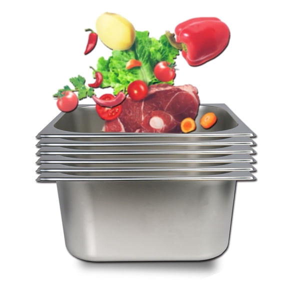 Hakka 1/2 Size Hotel Pans 4inch Deep Stainless Steel Half Size Steam Table Pans 6Pack Commercial Gastronorm Catering Food Containers for Restaurant, Hotel, Buffet,Chafing Dishes