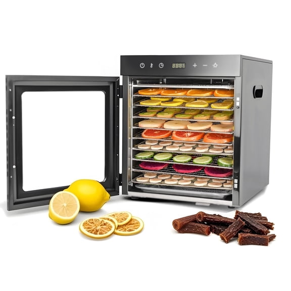 Hakka 10-Tray Food Dehydrator, 800W, 86°F-194°F, 24H Timer, for Jerky, Fruits, Meat & Herbs