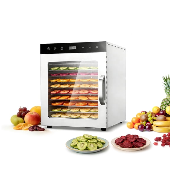 Hakka 10-Tray Stainless Steel Food Dehydrator, 800W Digital Commercial Grade Drying Machine with Timer and Temperature Control for Jerky, Fruits, Meat, and Herbs