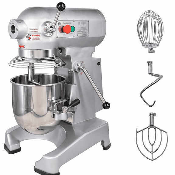 Hakka 10QT Planetary Mixer, Commercial Stand Mixer with Stainless Steel Bowl, 3 Speed Control, Dough Hook, Whisk and Beater, 110V
