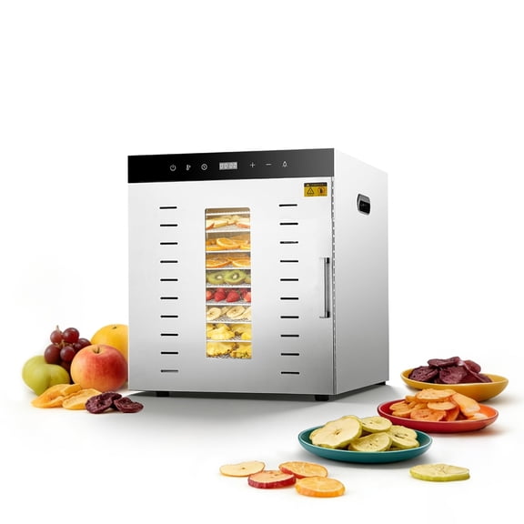 Hakka 12-Tray Stainless Steel Food Dehydrator, 1000W Digital Commercial Drying Machine with Timer and Temperature Control for Jerky, Fruits, and Herbs