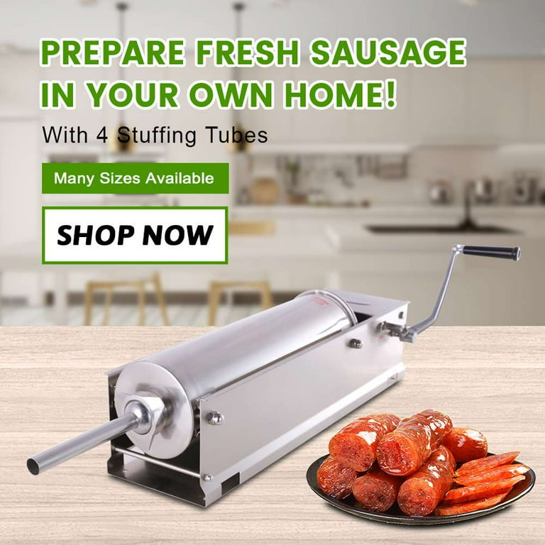 Hakka 15 Lbs 7 Liter Sausage Stuffer 2 Speed Stainless Steel Horizontal Sausage Filler