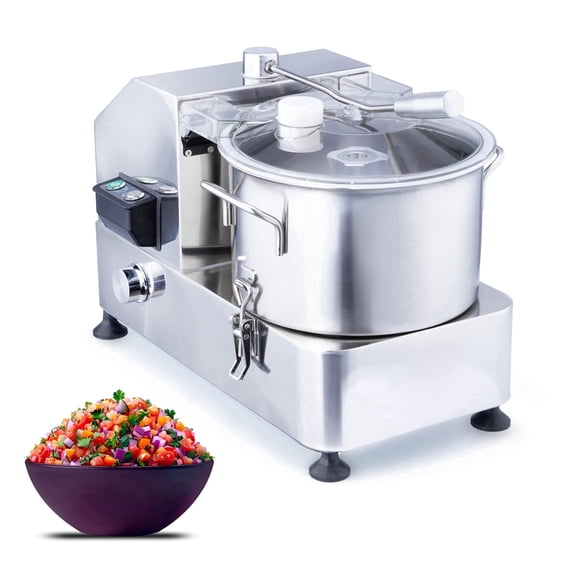 Hakka 6L Commercial Food Processor, 1800W Electric Vegetable Chopper with Variable Speed Control and Stainless Steel Blade, Silver