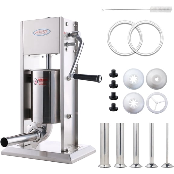 Hakka 3L/7LB Stainless Steel Vertical Sausage Stuffer and Spanish Churro Maker with 2 Speeds