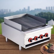 Hakka Brothers 24 Radiant Gas Charbroiler Commercial Gas Grill 4 Burners, 80,000 BTU, ETL Certified