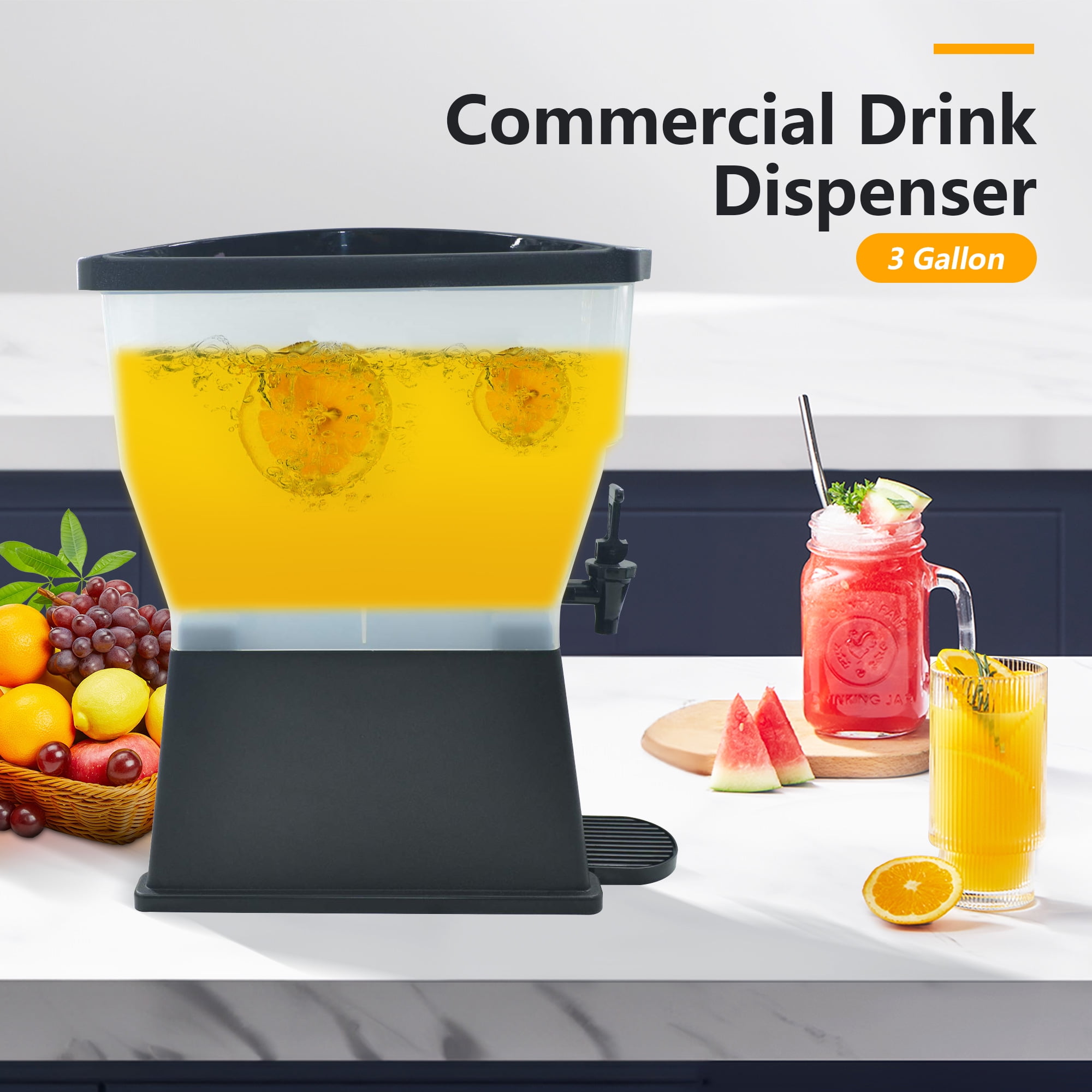 Hakka 3 Gallon Beverage Dispenser Large Capacity Fruit Drink Polypropylene Juice Dispenser