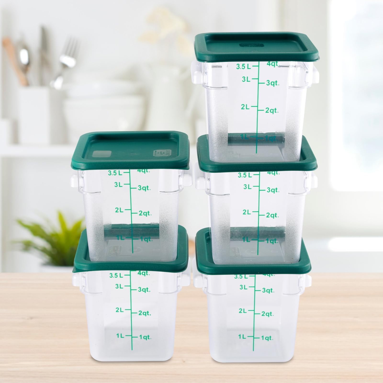 Hakka 4 Qt Commercial Grade Square Food Storage Containers with Lids ...