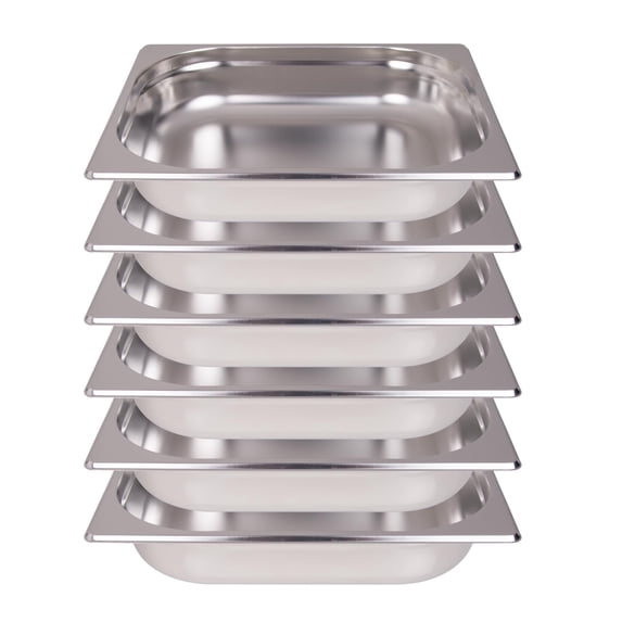 Hakka 6-Pack 1/2 Size Steam Table Hotel Pans 2.5 Inch Deep Stainless Steel