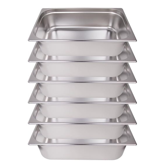 Hakka 6-Pack Full Size Extra Large Capacity Stainless Steel Hotel Pans 6 Inch Deep