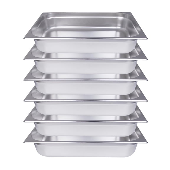 Hakka 6-Pack Full Size Large Capacity Stainless Steel Hotel Pans 4 Inch Deep