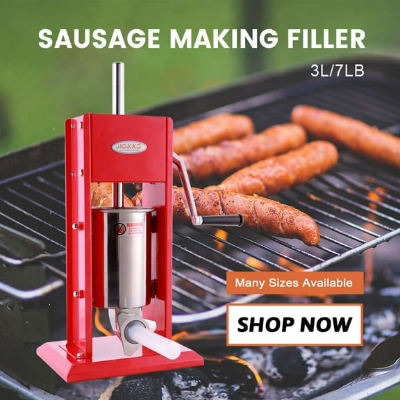 Hakka 7 Lb/3 L Sausage Stuffer 2 Speed Stainless Steel Vertical Sausage Maker