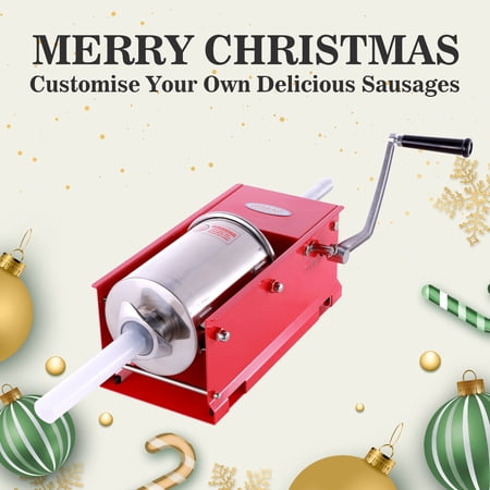 Hakka 7 Lbs 3 Liter Sausage Stuffers 2 Speed Stainless Steel Horizontal Sausage Makers with 4 Nozzles