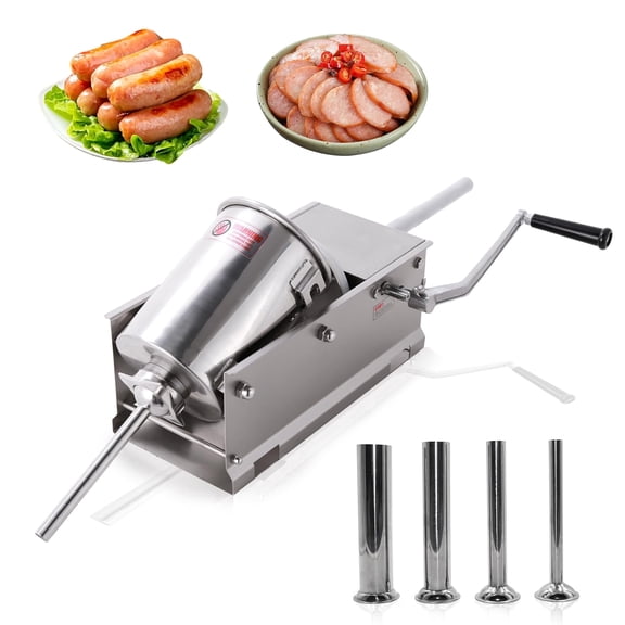 Hakka 7lbs (3 Liter) Sausage Stuffer 2 Speed Stainless Steel Horizontal Sausage Maker