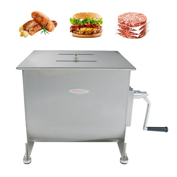 Hakka 60lb/30L Manual Meat Mixer, Stainless Steel 40L Fixed Tank Meat Mixer for Sausage