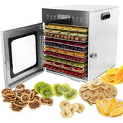 Hakka Food Dehydrator Machine, 10 Trays Commercial Food Dryer with Touch Temp Control & 24H Timer Fruit Meat Vegetables Dehydrator