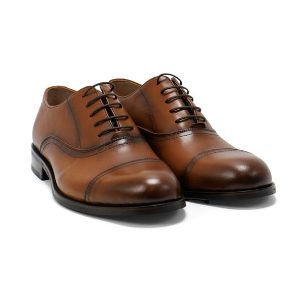 Hakki Men's Cinque Leather Oxford Shoes, Cognac,7-7.5 M US