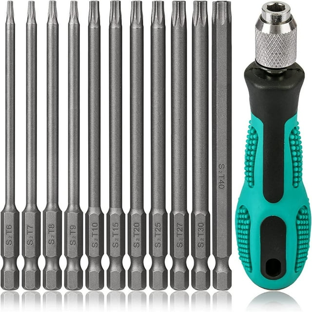 Hakkin 12pcs Security Torx Bit Set with 1/4'' Hex Socket Wrench ...