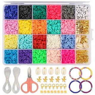XIMISHOP 7200 Pcs Clay Beads Kit for Bracelet Making, 48 Color Polymer Flat  Clay