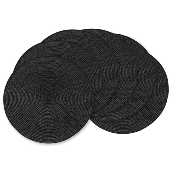 Hakochia 15 Inch Round Braided Placemats Set of 6, Washable Heat Resistant Cotton Polyester Circle Place Mats for Kitchen Dining Table