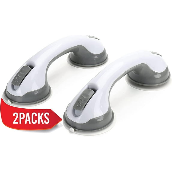 Hakotom Non Slip Safety Cup Grip Suction Shower Grab Bars, White, 3.34" (2 Pack)