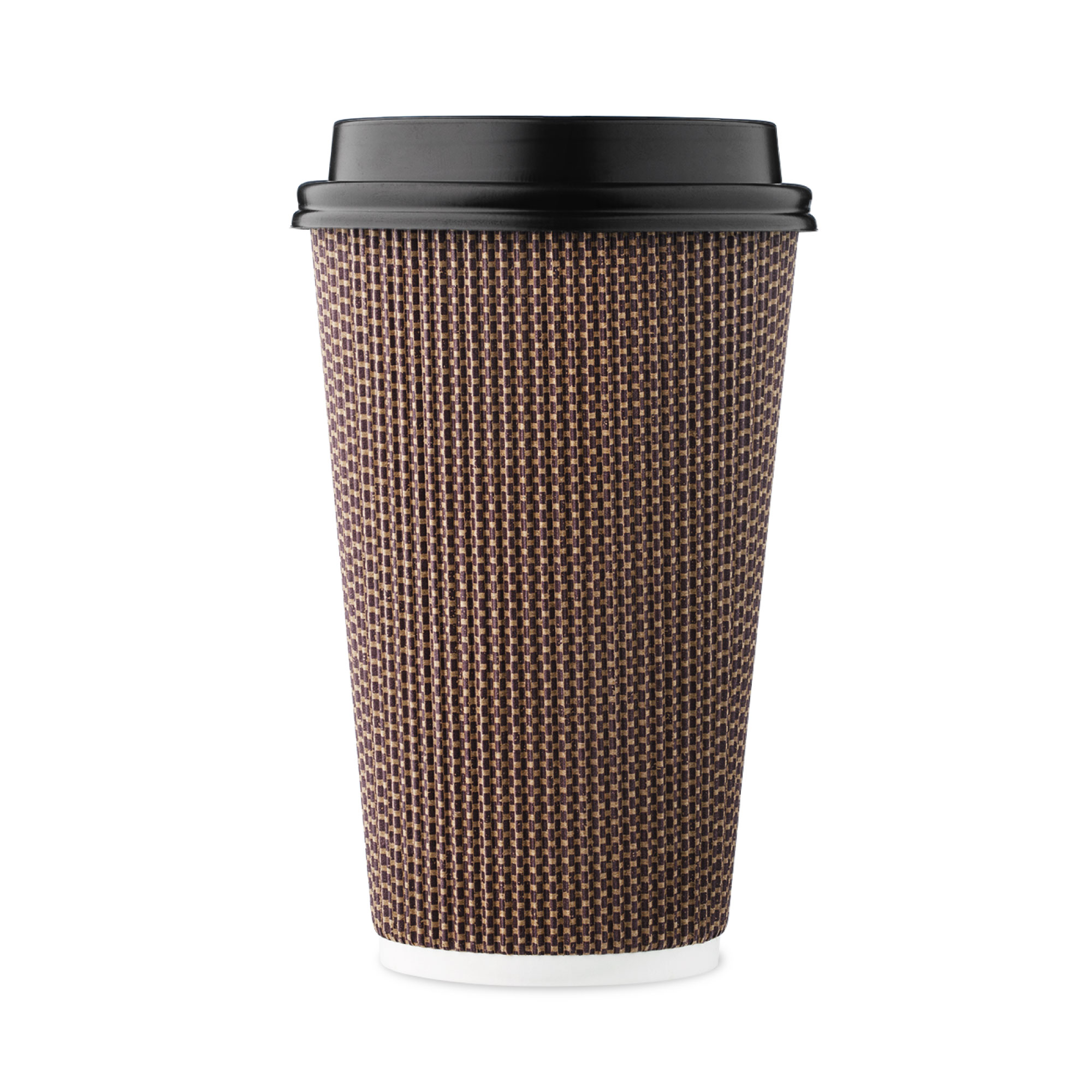 Hakoware Disposable 16 oz Brown Rippled Double-Walled Paper Hot Cup ...