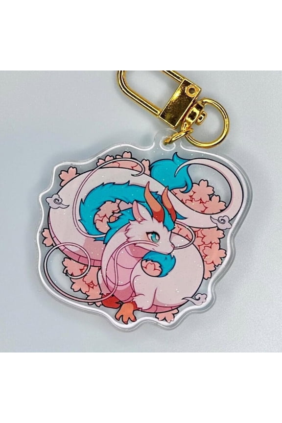Haku Water Dragon Acrylic Keychain: Chibi Anime Glitter Epoxy (2) (1 keychain)