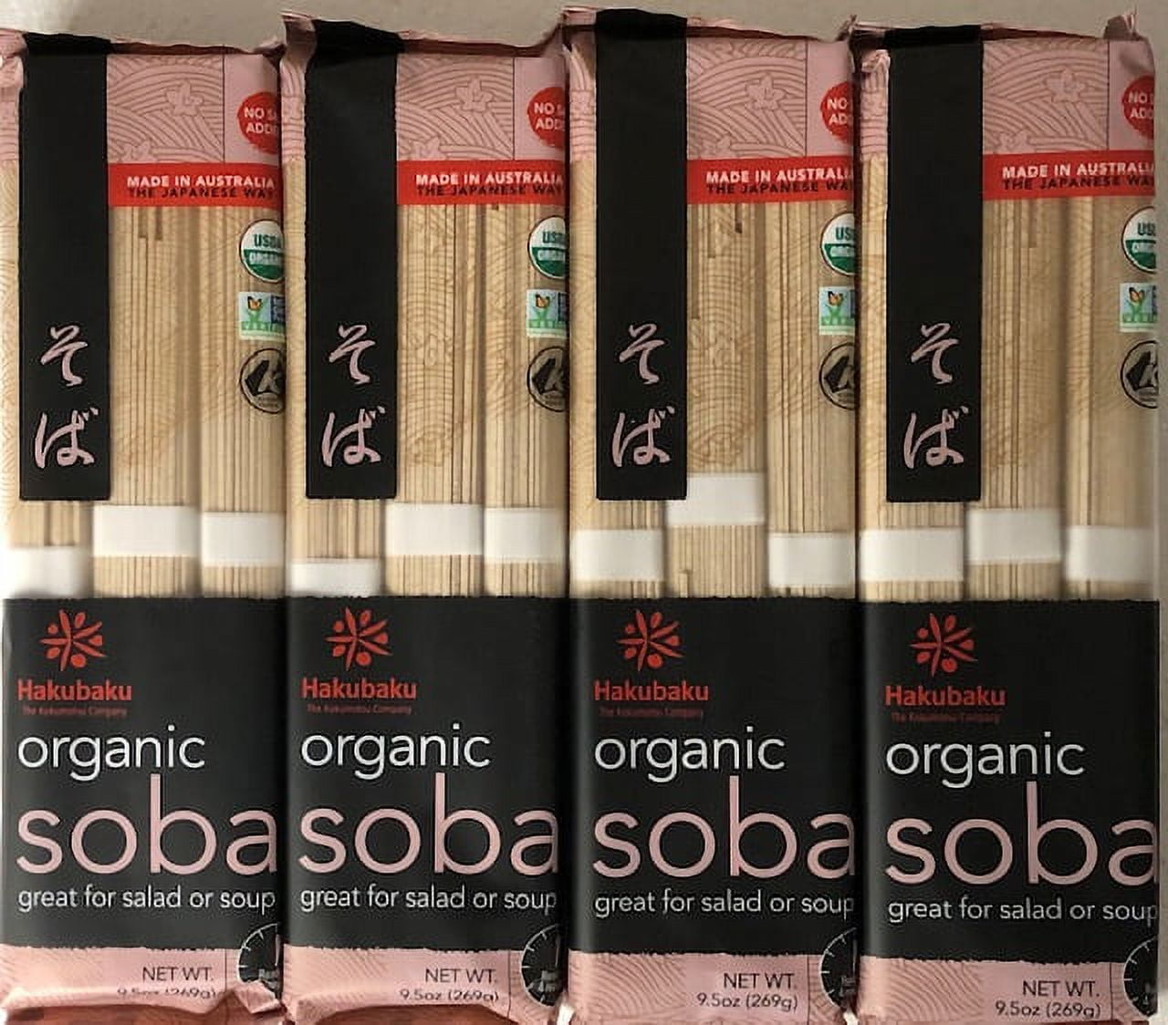 Hakubaku Authentic Japanese Buckwheat Noodles Soba Pack of 4