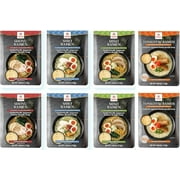 Hakubaku Authentic Japanese Ramen Noodles Variety Pack, 8 Pouches Shio, Shoyu, Tonkotsu, Miso