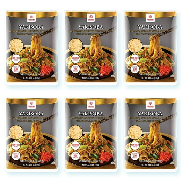 Hakubaku Japanese Stir Fry Style Noodles - YAKISOBA (Original Flavor, 6 PACK)