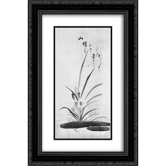 Hakuin Ekaku 2x Matted 16x24 Black Ornate Framed Art Print 'Orchid and Bee'