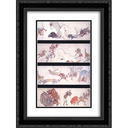 Hakuin Ekaku 2x Matted 20x24 Black Ornate Framed Art Print 'One Hundred Demons'