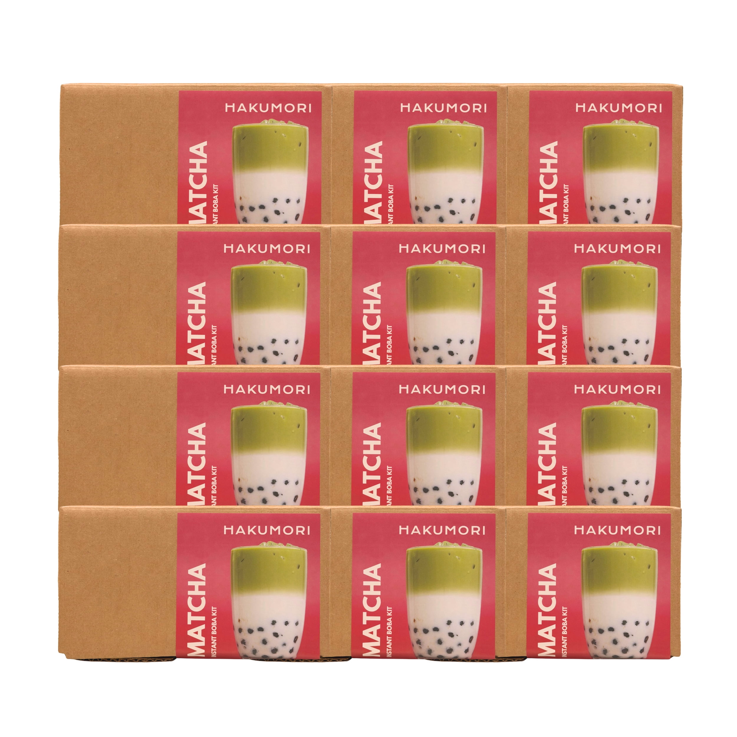 Hakumori Instant Boba Milk Tea Kit, Matcha Bubble Tea, Makes 72
