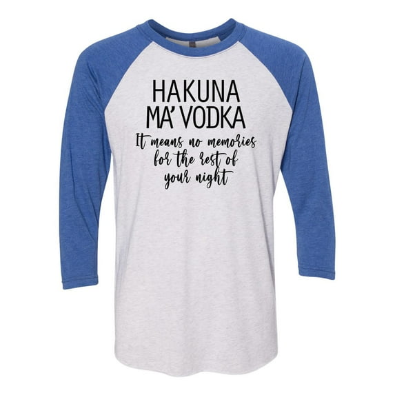 Hakuna Ma'Vodka Raglan Short Sleeve T-shirt-Royal/Heather White-medium