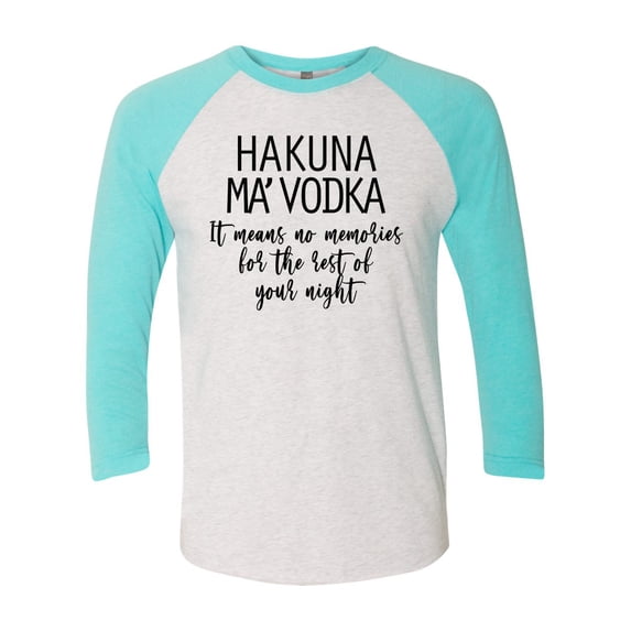 Hakuna Ma'Vodka Raglan Short Sleeve T-shirt-Tahiti/Heather White-xxxl