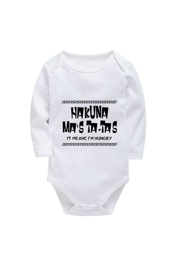 Hakuna Ma's Ta-Tas It Means I'm Hungry Newborn Coming Home from Hospital Outfit Girl Long Sleeve Unisex Newborn Clothes Whit