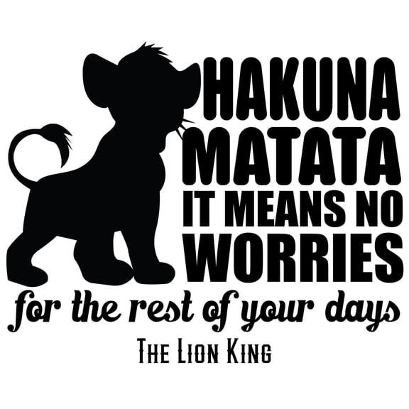 Hakuna Matata It Means No Worries For The Rest Of your Days - The Lion King Wall Decal Quotes | 20" x 20" DIY Stick And Peel Simba Home Art Vinyl Decor Removable Kids Bedroom Decoration Sticker