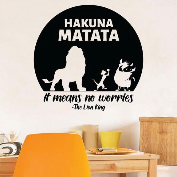 Hakuna Matata - No Worries The Lion King Movie Quote Vinyl Wall Decal Wall Decoration Wall Art Design For Home Nursery Room Bedroom Living Room Wall Art Sticker Décor Design Size (10x10 inch)