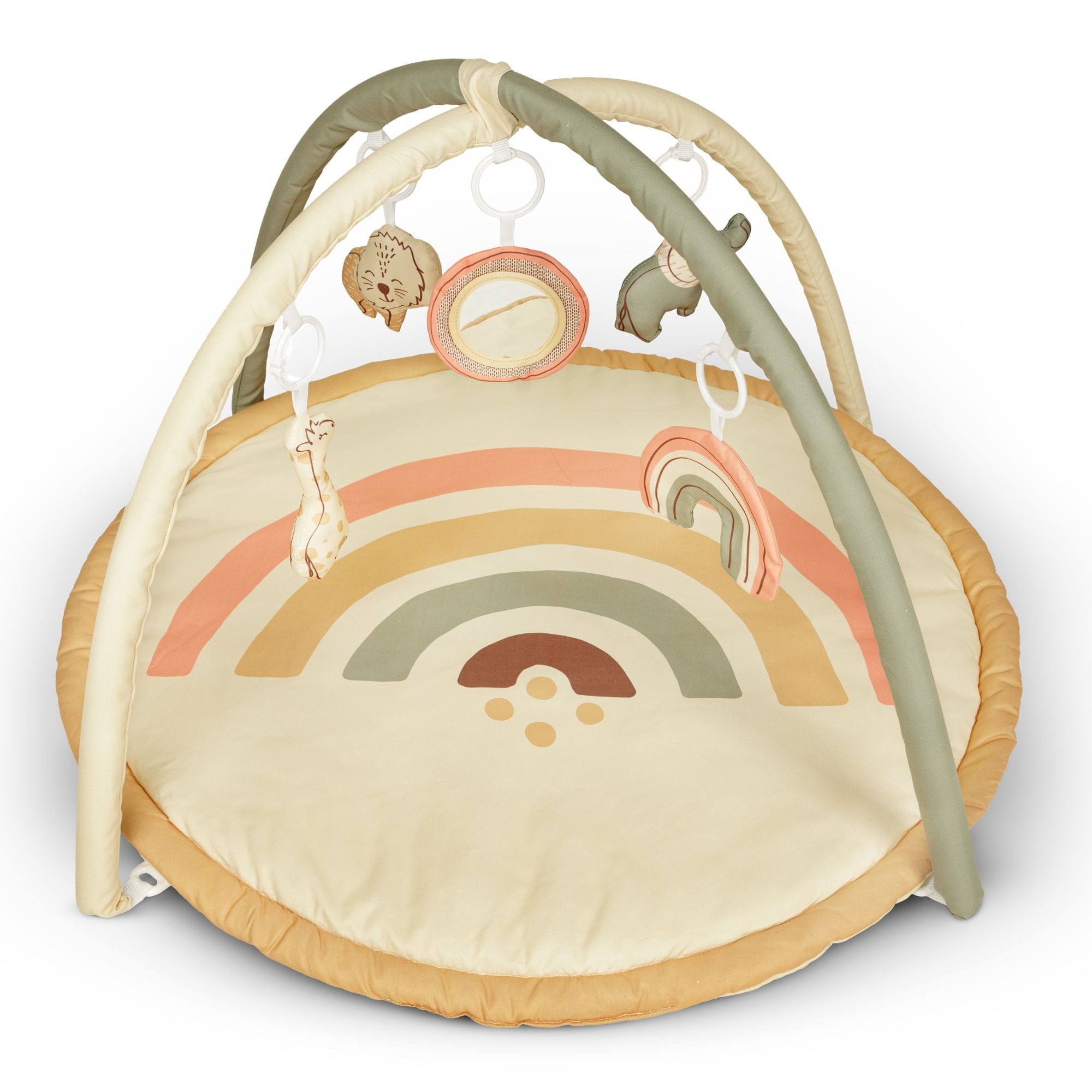 Hakuna Matte: Baby Play Gym: Jungle Rainbow Neutrals, Discovery Mirror & 4 Activity Toys, Sensory Playmat & Arch, Extra Thick & Soft, Baby & Toddler