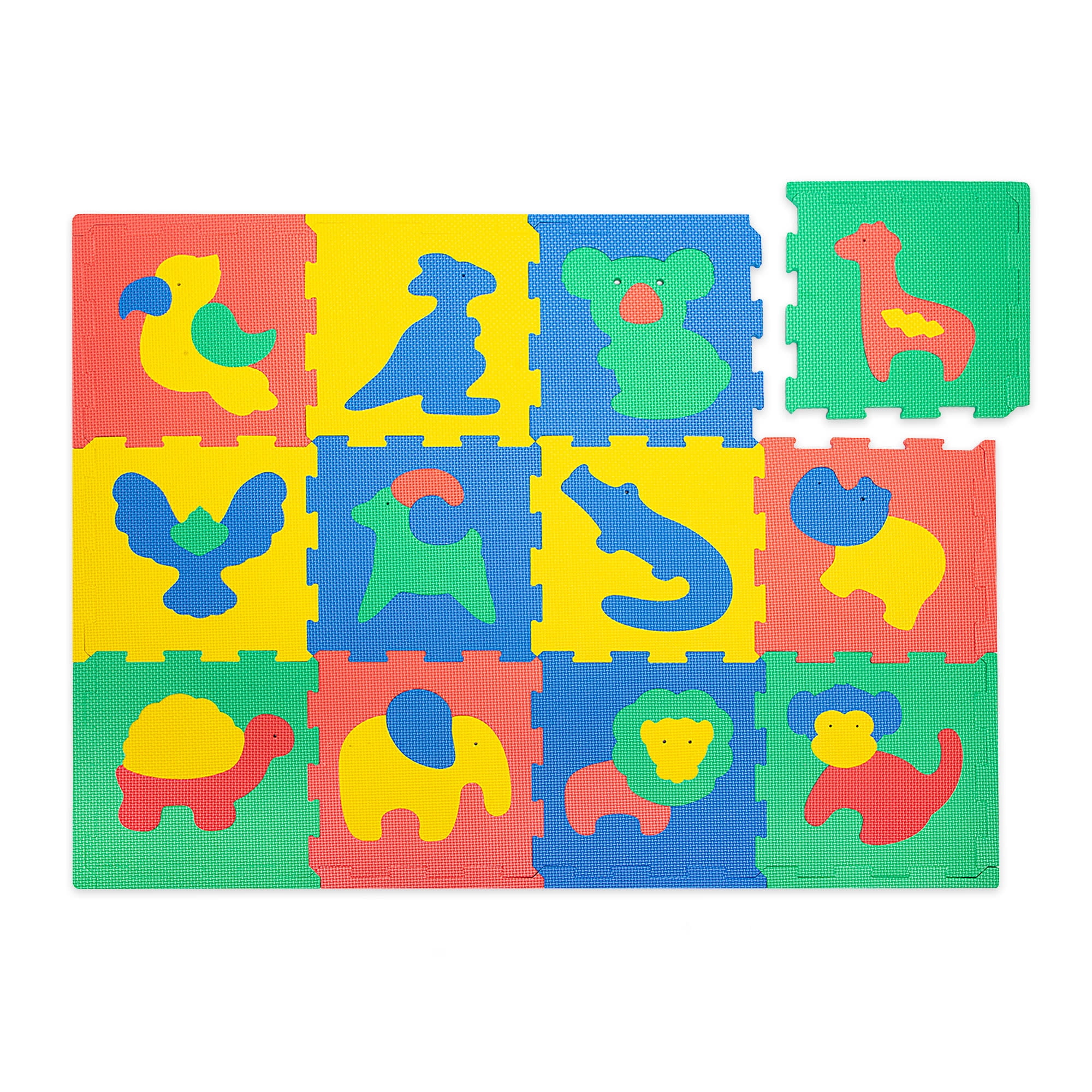 Hakuna Matte: Stylish Baby Play Mat: Safari - 47x35", 12 Foam Floor Tiles, Removable Animal Shapes, Colorful Thick Puzzle Mat For Crawling & Playtime