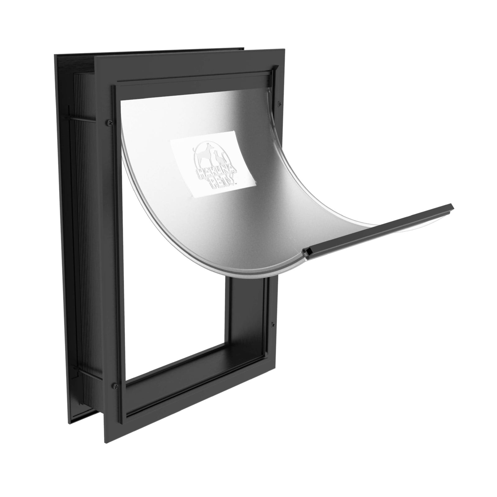 Hakuna Pets Black Deluxe Aluminum Medium Pet Door for Screens, Doors