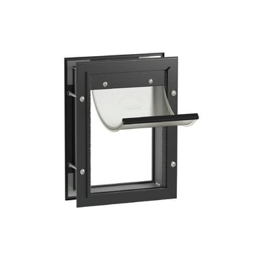 Hakuna Pets Black Deluxe Aluminum Small Pet Door for Doors up to 2.76" Thick, for Pets up to 20 lbs