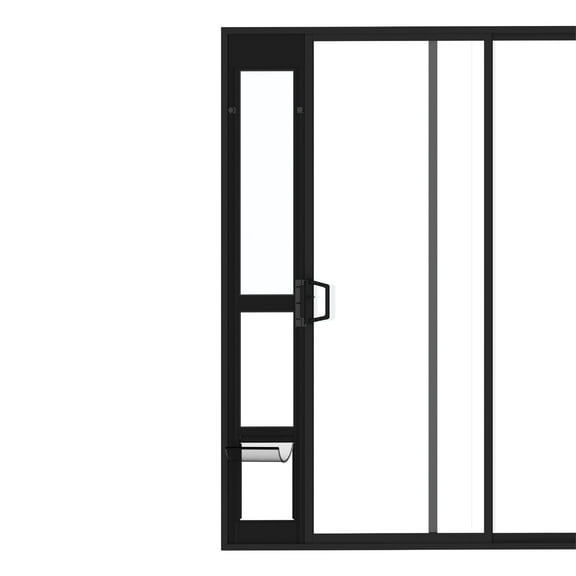 Hakuna Pets Medium Black Glass Sliding Door Patio Pet Door, With Lockable Flap, Suitable for Most Sliding Doors