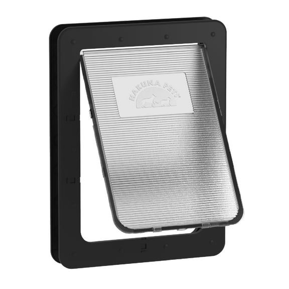 Hakuna Pets Black Super Tough Large Pet Door for Doors & Walls up to 2.17" Thick, for Pets up to 100lbs