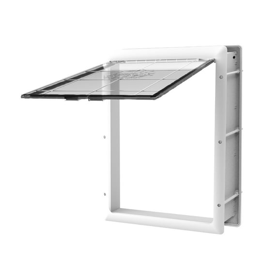 Hakuna Pets White Essential Large Pet Door for Screens, Doors & Walls up to 2.17" Thick, for Dogs up to 100 lbs